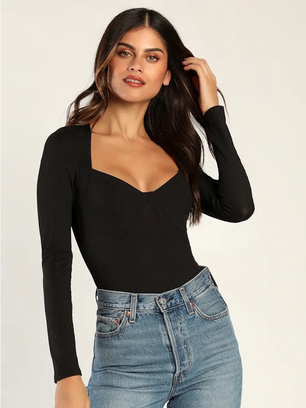 NWOT Always Perfect Black Ribbed Knit Long Sleeve Bodysuit NEVER WORN